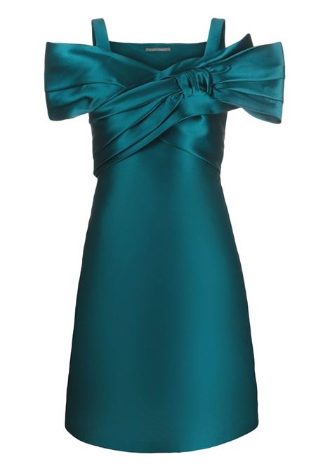 Abito mini con fiocco in verde - donna